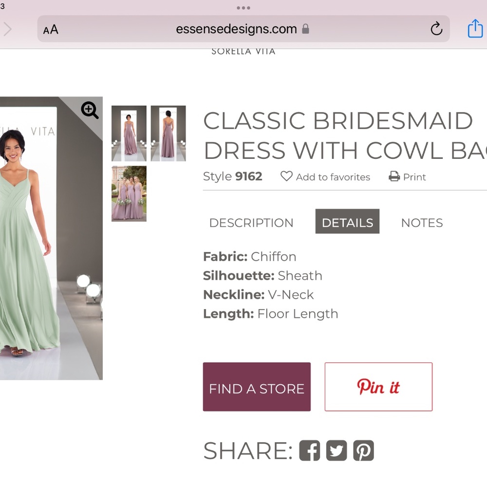 Sorella Vita Bridesmaid Gown NWT Size 2 Color Seaglass